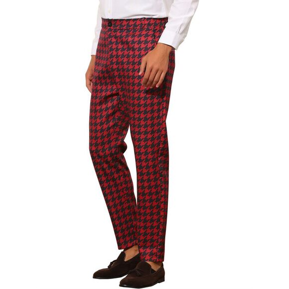Lars Amadeus Other - Houndstooth Dress Pants Big and Tall Regular Fit Plaid Checked Trousers